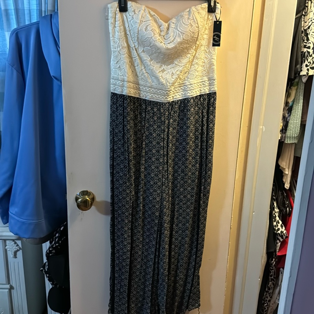 Large white lace floral jumpsuit